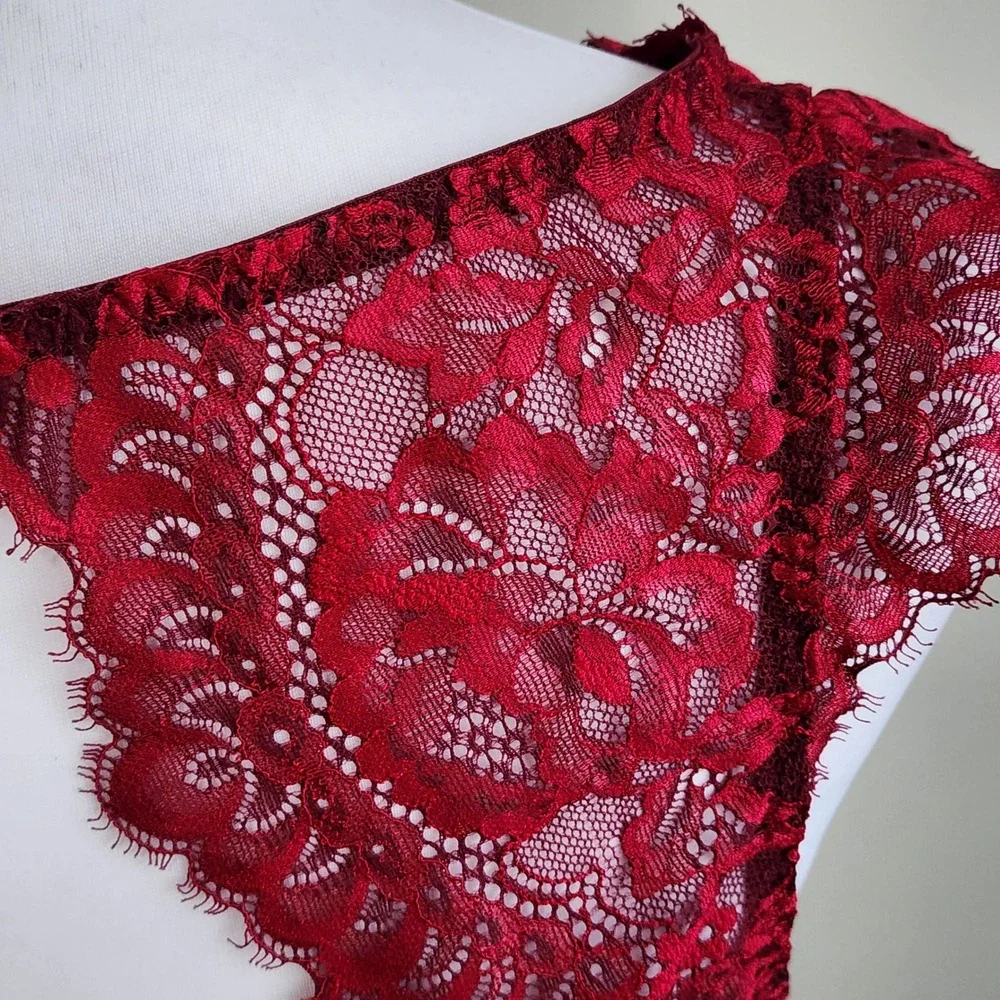 Victoria's Secret Lace Bralette Womens Large Red Floral Romantic Boho Bra - Picture 4 of 13